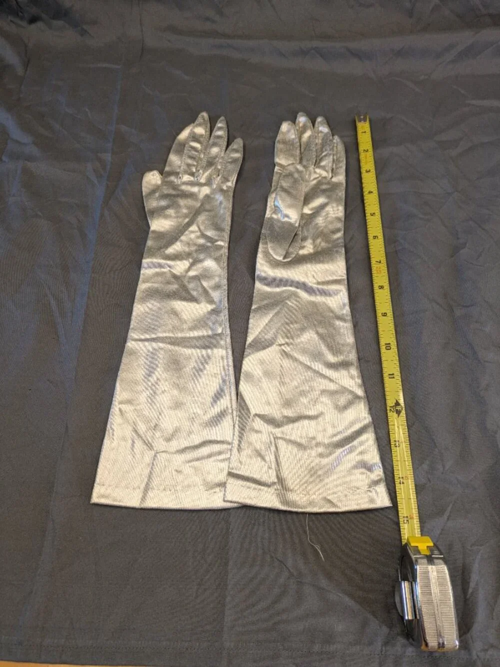 Vintage sliver evening gloves